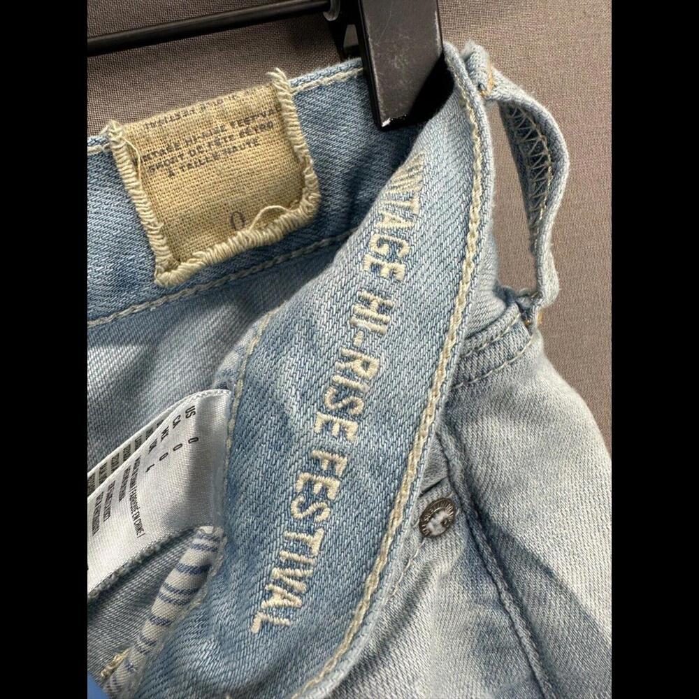 American Eagle Womens Blue Denim Shorts Vintage Hi Rise Festival Size 0 - Picture 5 of 13